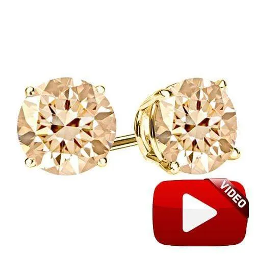 0.35 CT SPARKLING CHOCOLATE DIAMOND 10KT SOLID GOLD EARRINGS STUD