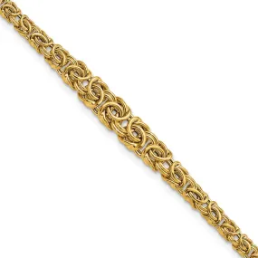 10mm 14K Yellow Gold Graduated Byzantine Chain Bracelet, 7.25 Inch