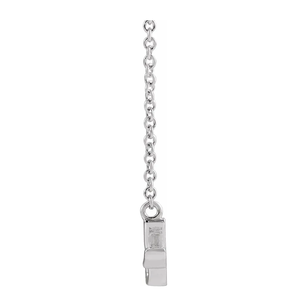 14K White Gold Petite Mommy Script Necklace, 16 Inch or 18 Inch