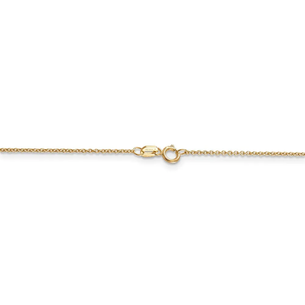 14k Yellow Gold 2D Hummingbird with Flower Necklace