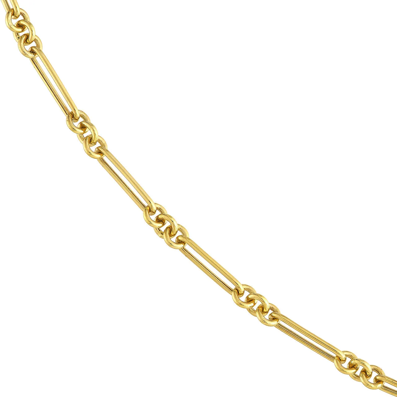 14K Yellow Gold Fancy Rounded Paperclip Link Chain Necklace