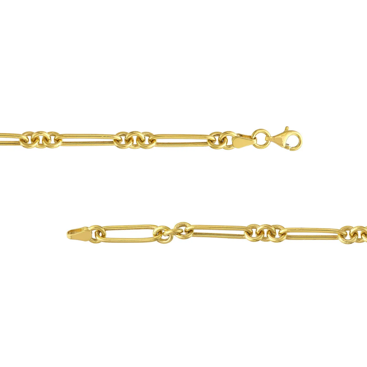 14K Yellow Gold Fancy Rounded Paperclip Link Chain Necklace