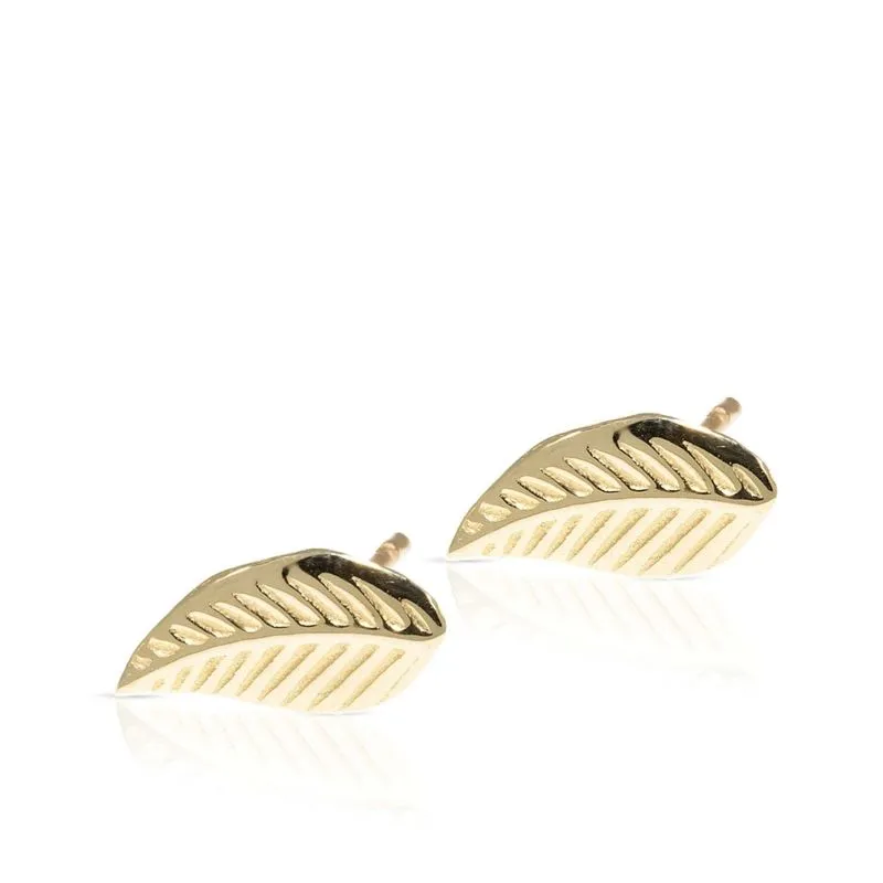 14K Yellow Gold Leaf Stud Earrings