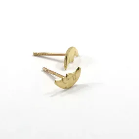 14K Yellow Gold Moon Stud Earrings