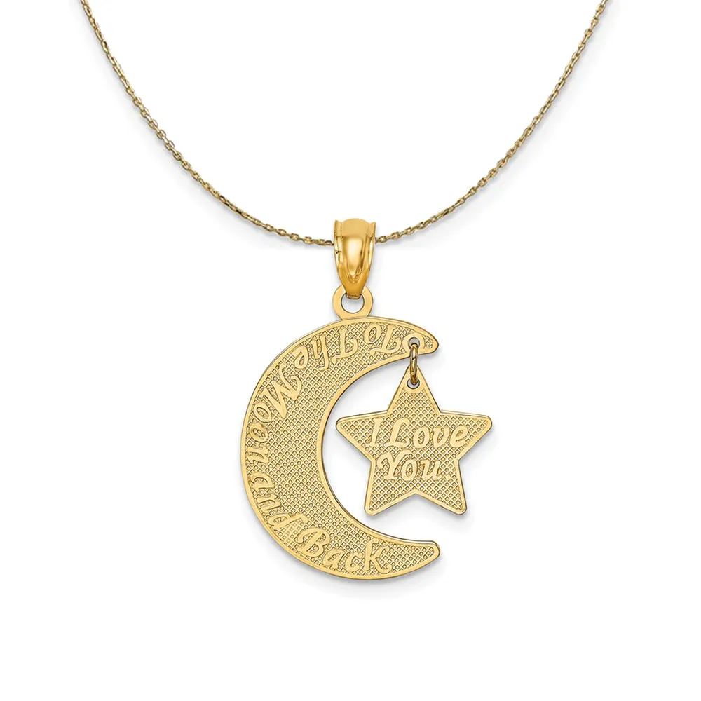 14k Yellow Gold To the Moon and Back Textured Necklace