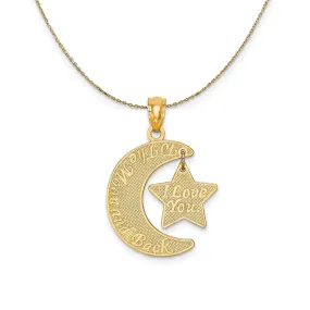 14k Yellow Gold To the Moon and Back Textured Necklace