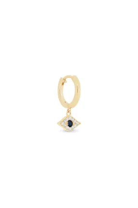 14kt Gold Evil Eye Hoop