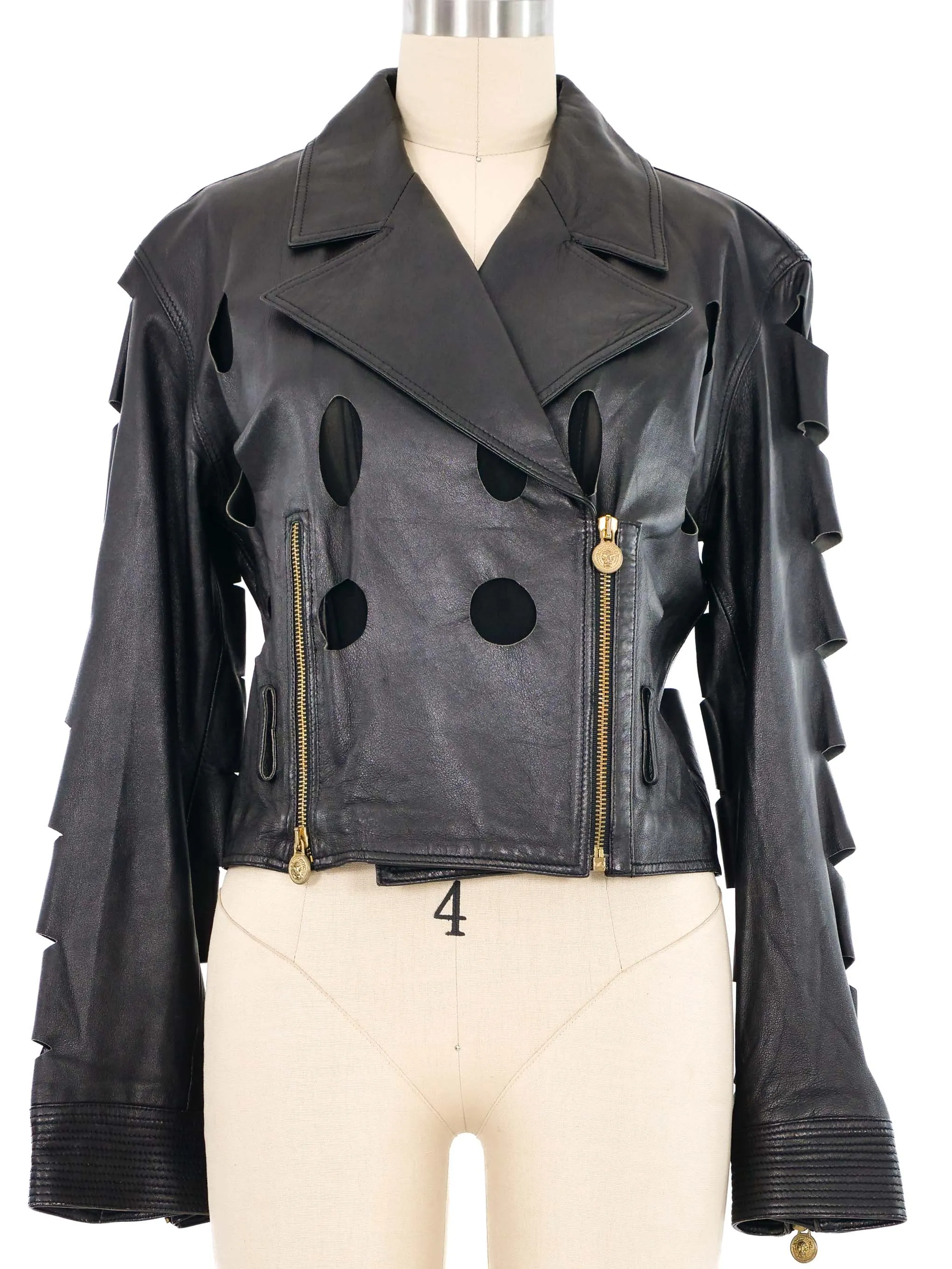 1990s Versus Versace Cutout Leather Motorcycle Jacket