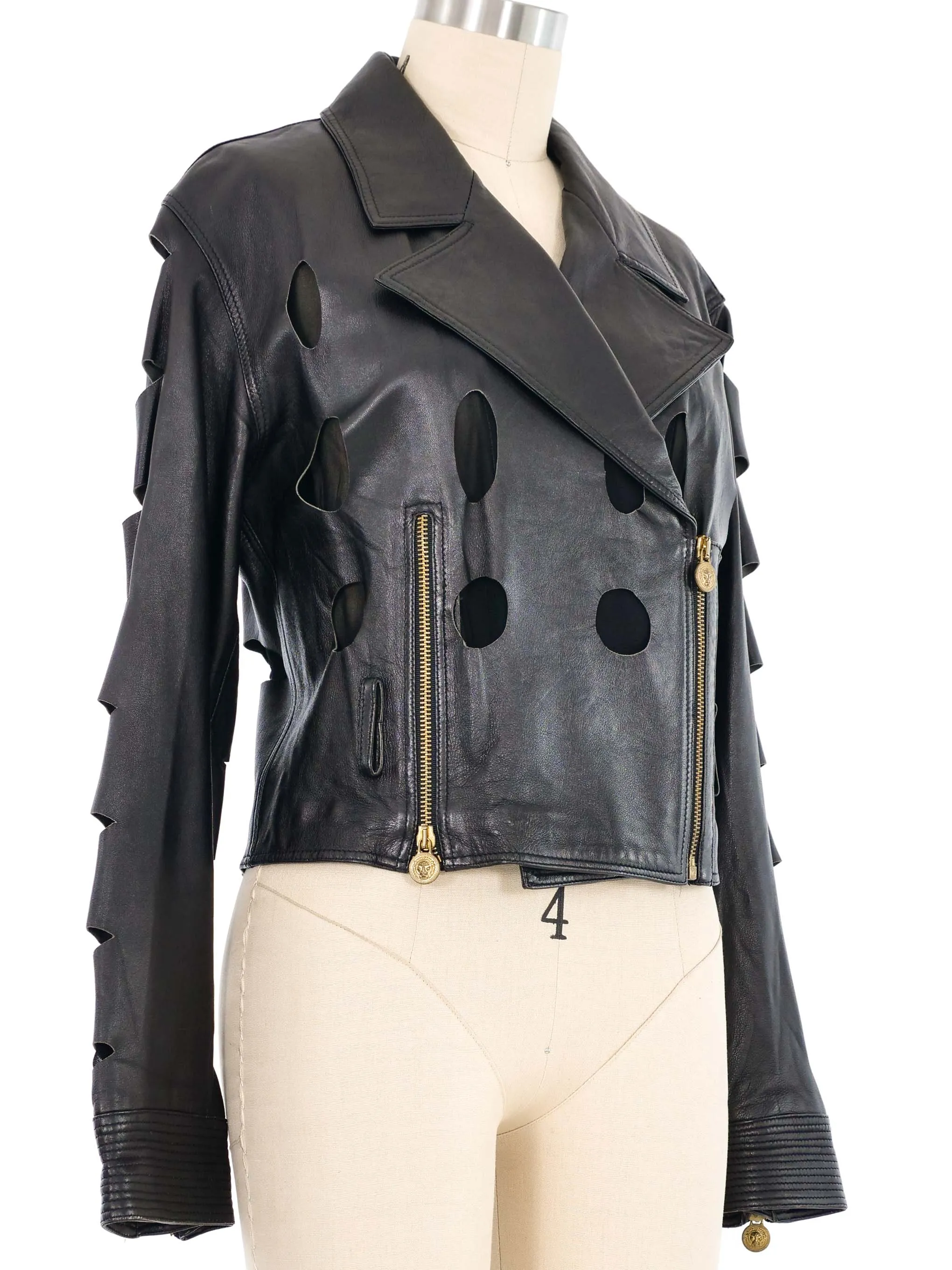 1990s Versus Versace Cutout Leather Motorcycle Jacket