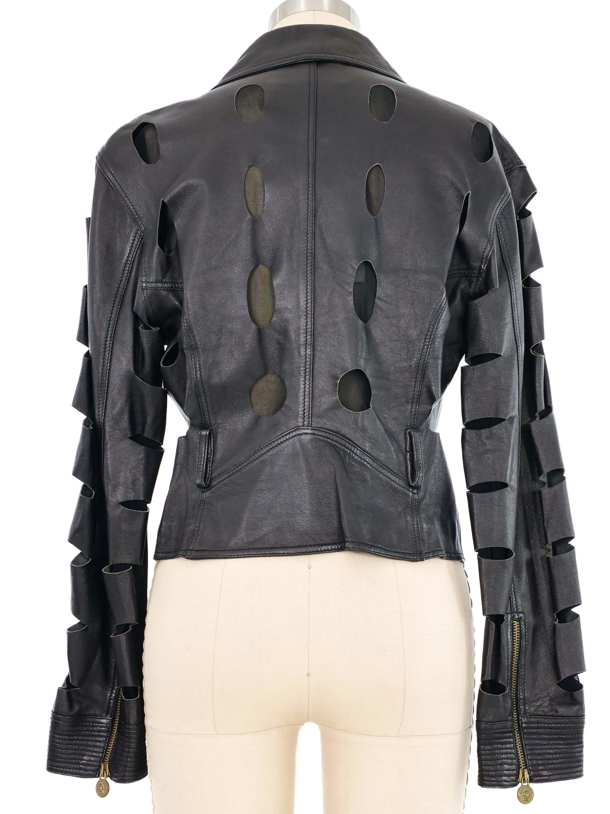 1990s Versus Versace Cutout Leather Motorcycle Jacket