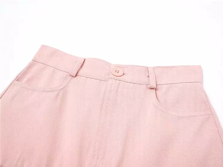 2022 New fashion pink denim pleated skirt BY3094