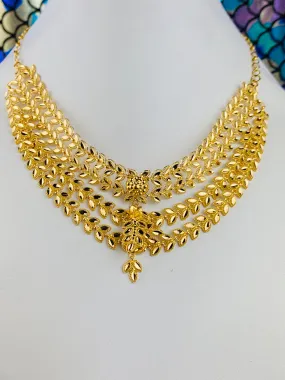 22k Necklace Solid Gold Ladies Choker Style with Dangling Floral design C0496