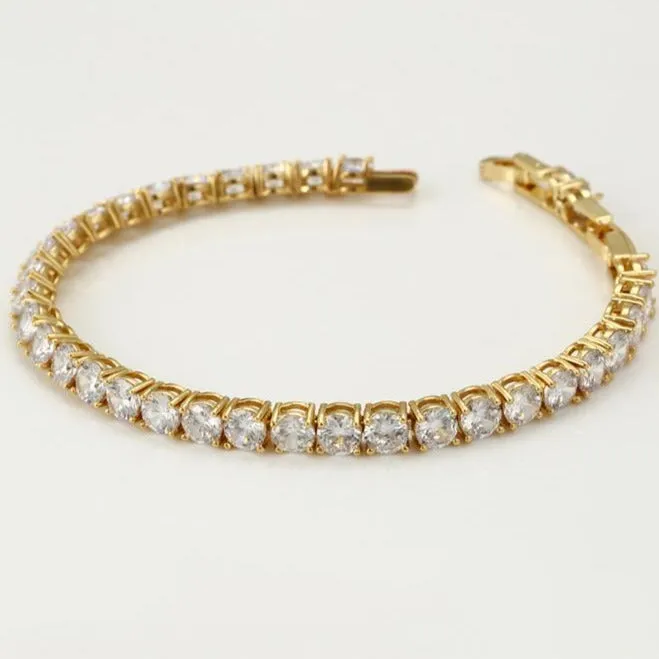 24k Yellow Gold Plated CZ Tennis Bracelet