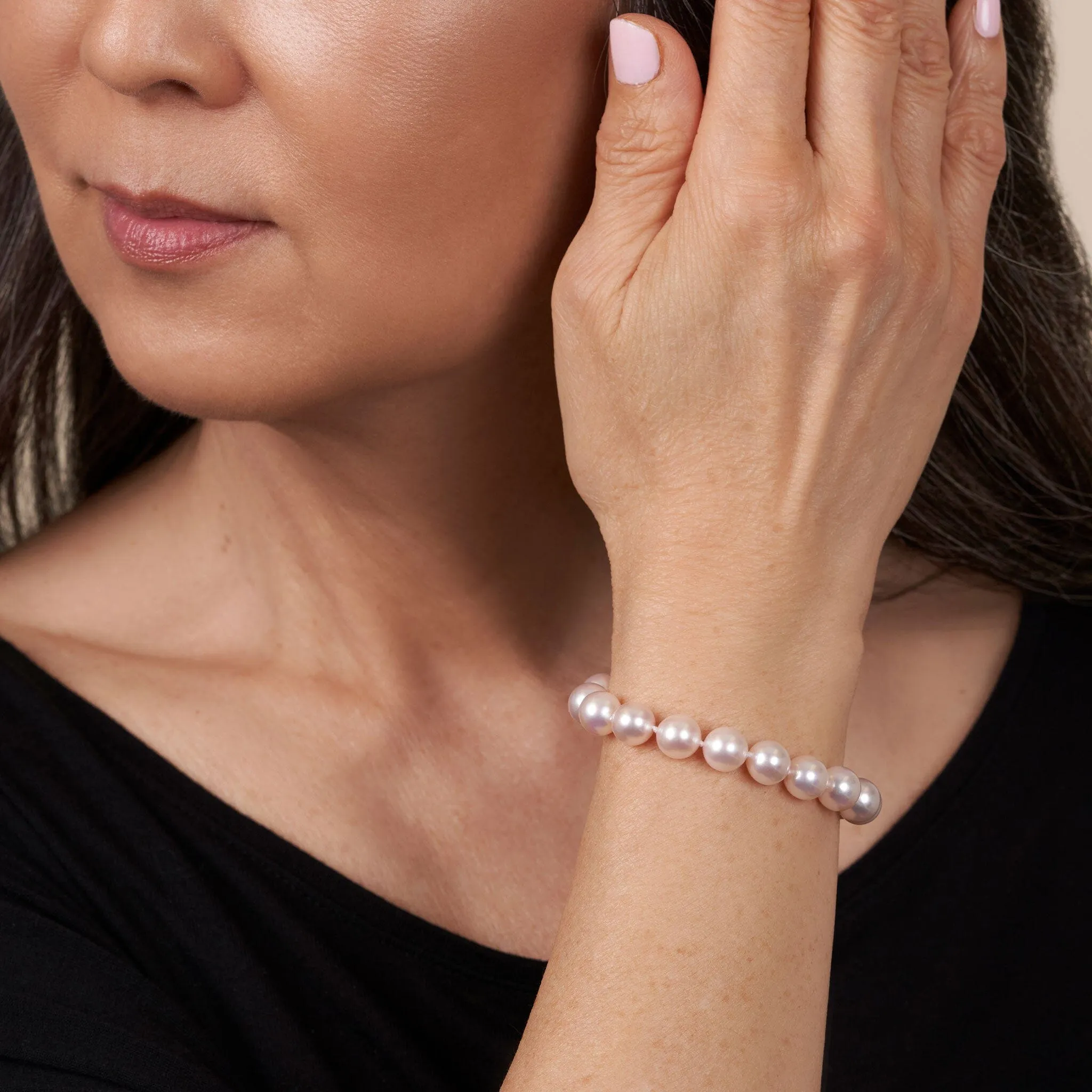 8.5-9.0 mm AAA Blush White Rose Tone Akoya Pearl Bracelet