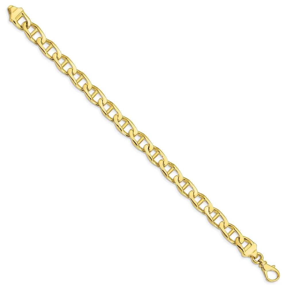 8.5mm 10K Yellow Gold Solid Anchor Link Chain Bracelet