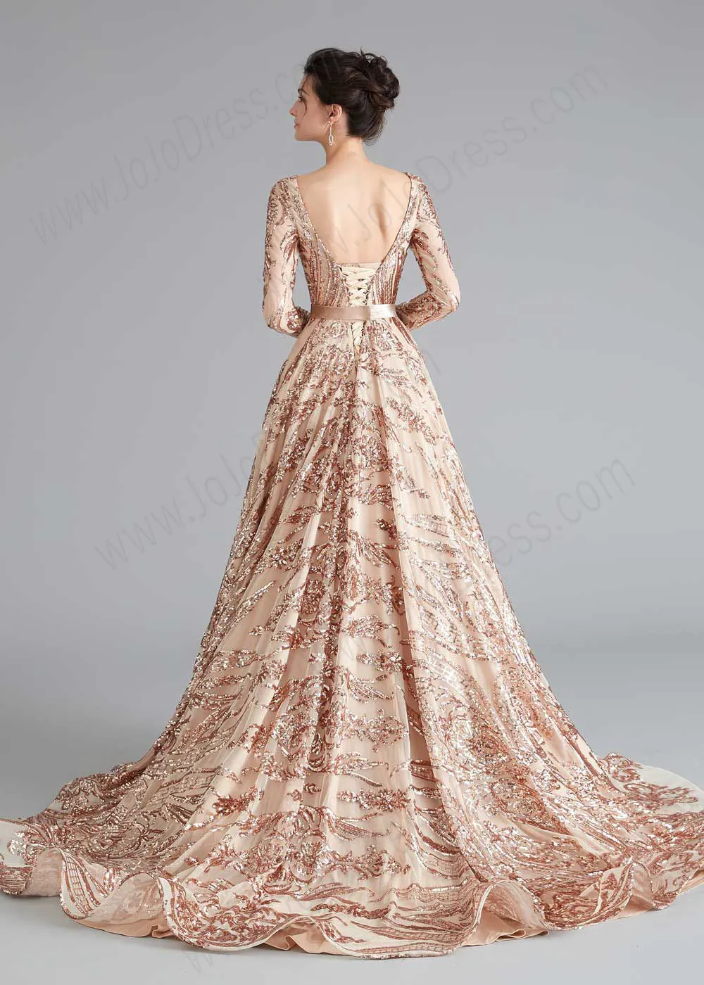 A-line Gold Shimmery Sequin Home Coming Dress