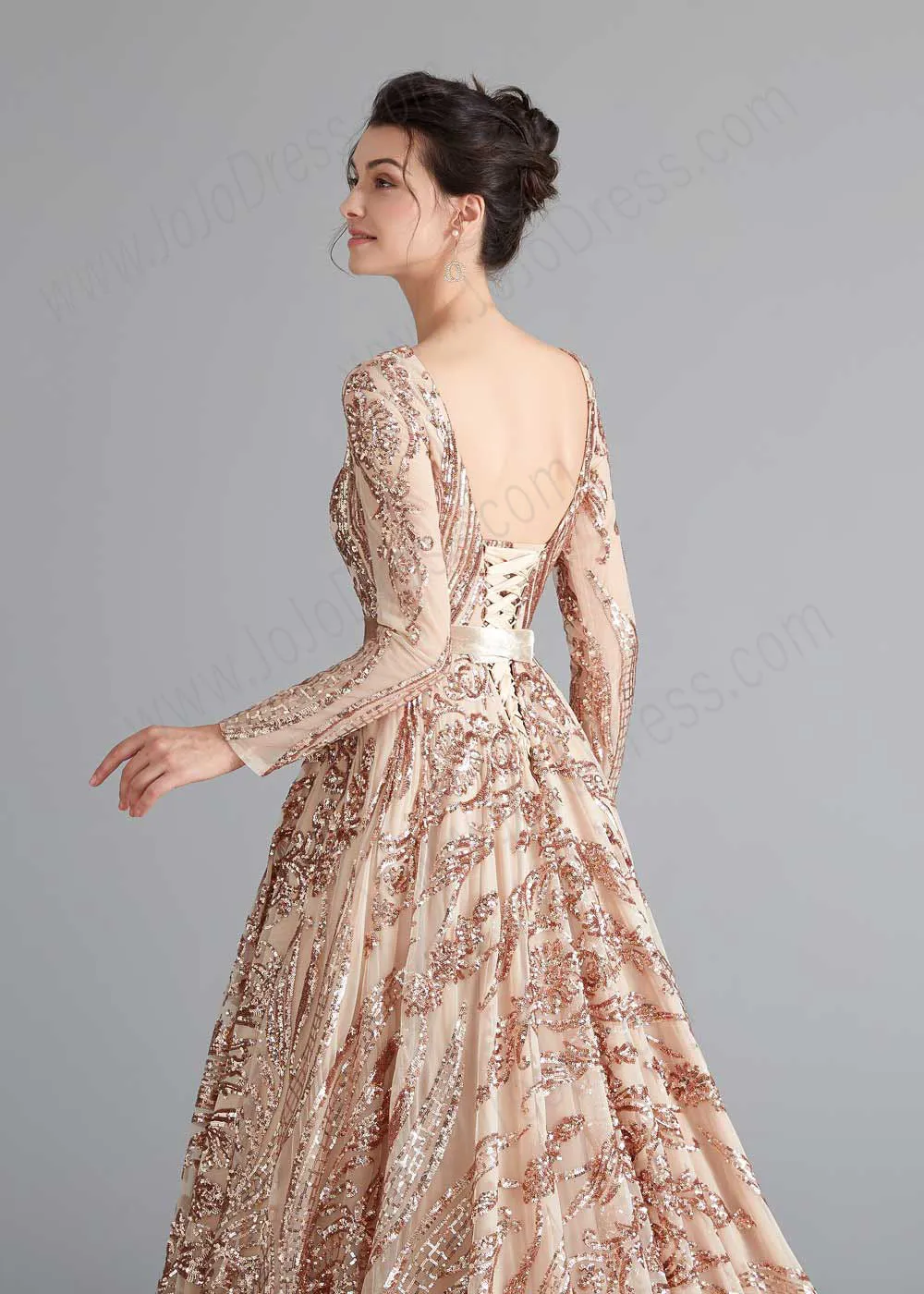 A-line Gold Shimmery Sequin Home Coming Dress