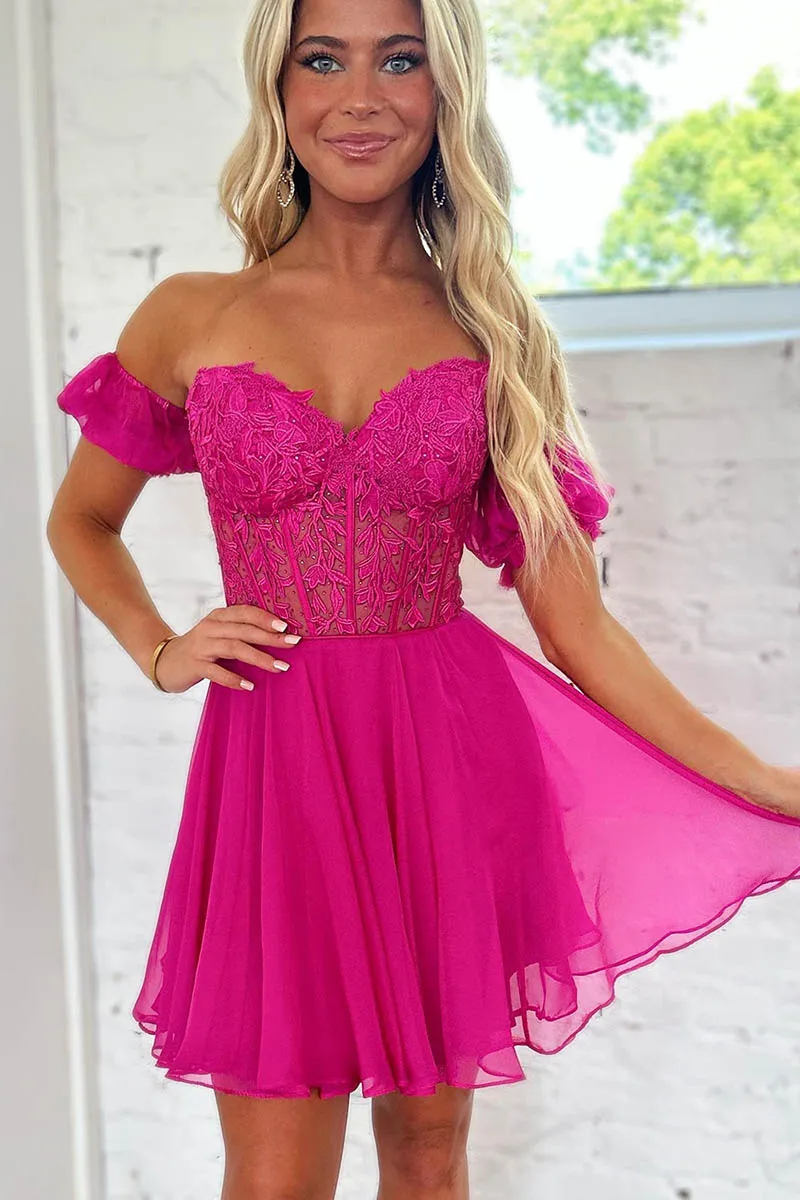 A line Sweetheart Detachable Sleeves Cute Short Homecoming Dress QH2453