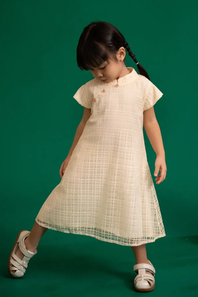 Alicia Cheongsam - Cream Gingham