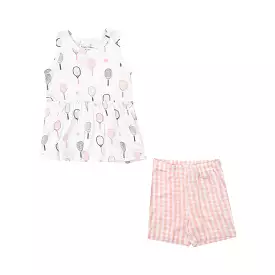 Angel Dear - Mini Gingham Pink Tennis Tank + Biker Short Set