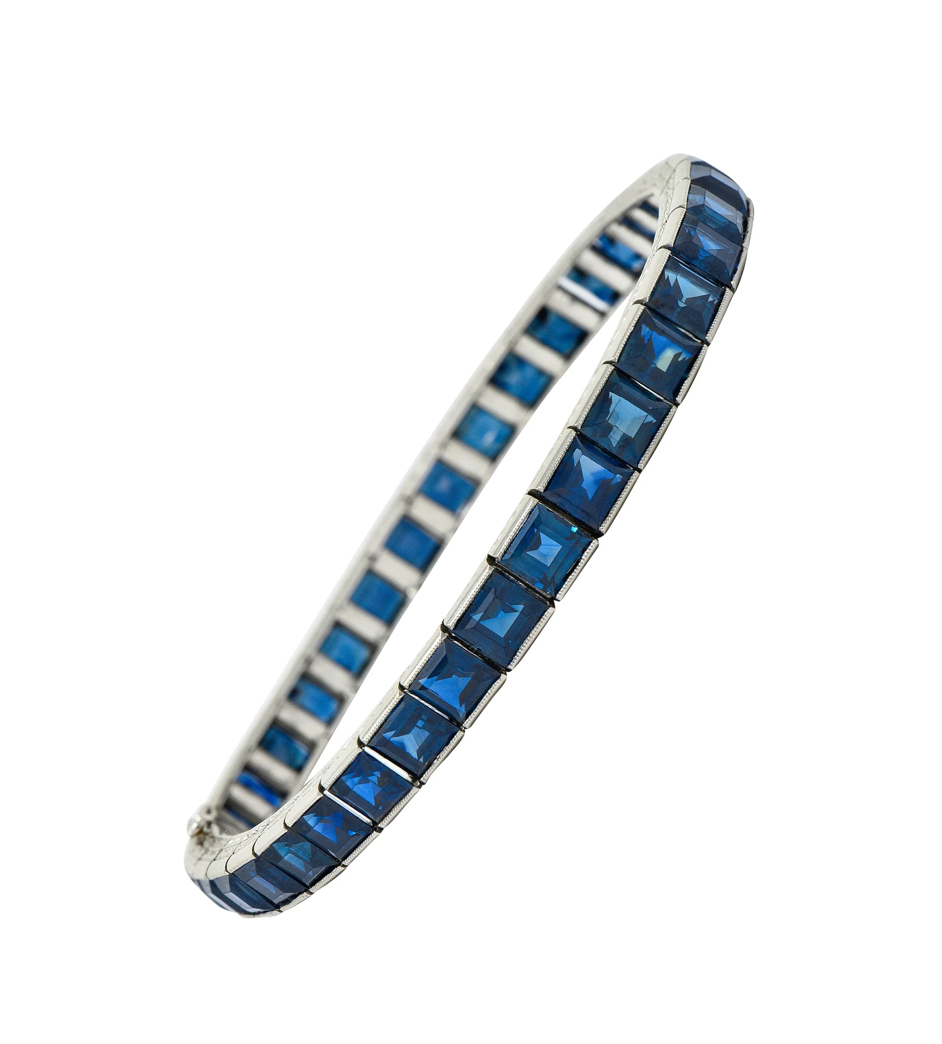 Art Deco 24.05 CTW No Heat Australian Sapphire Platinum Line Bracelet GIA