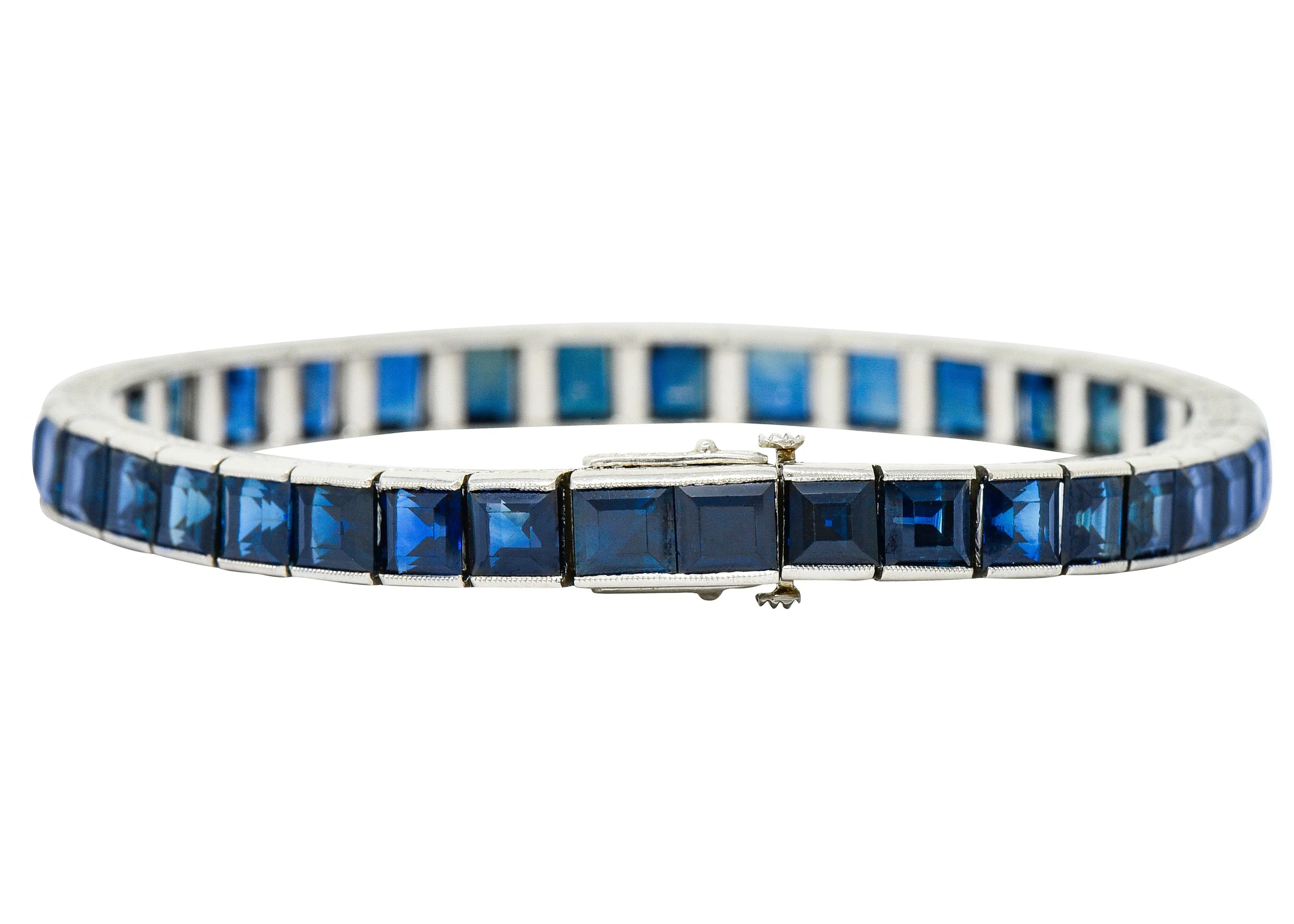 Art Deco 24.05 CTW No Heat Australian Sapphire Platinum Line Bracelet GIA