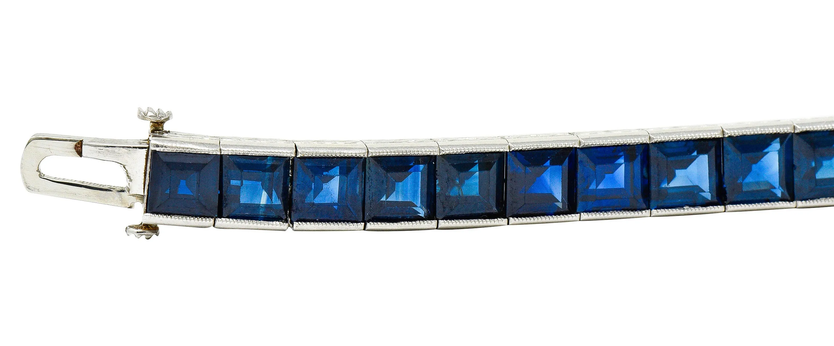 Art Deco 24.05 CTW No Heat Australian Sapphire Platinum Line Bracelet GIA