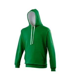 Awdis Varsity Hooded Sweatshirt / Hoodie (Kelly Green/Arctic White) - UTRW165