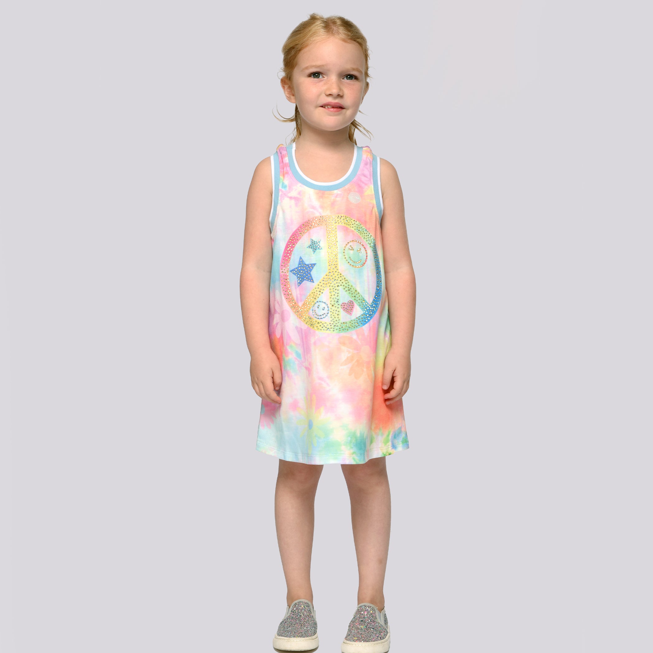 Baby Sara Peace Sign Print A-Line Dress