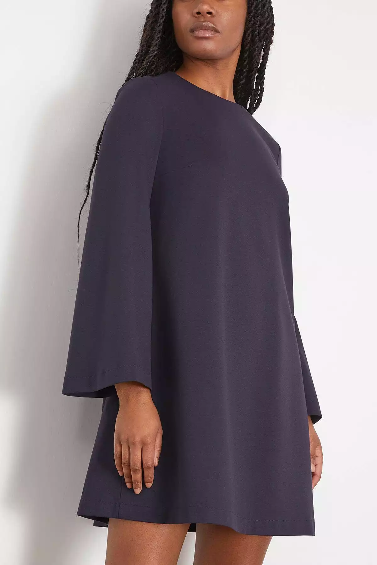 Bell Sleeves Dress in Navy Blue