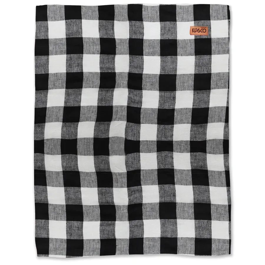 Black and White Gingham Linen Tea Towel