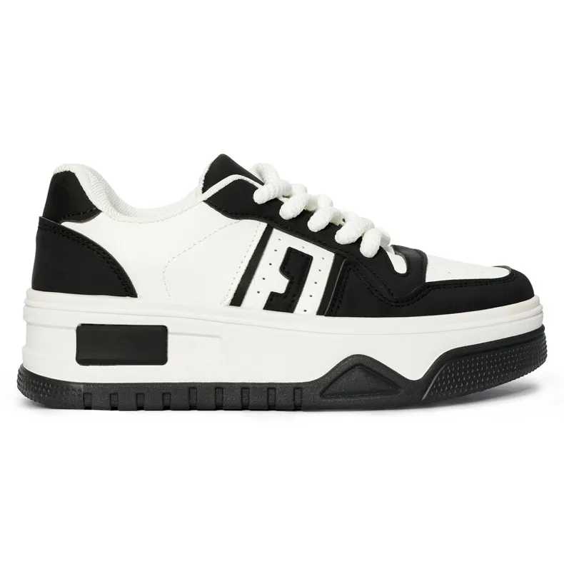 Black and white platform sneakers