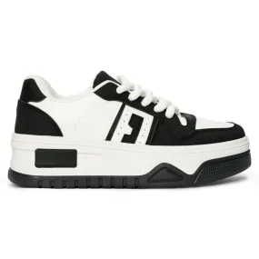 Black and white platform sneakers