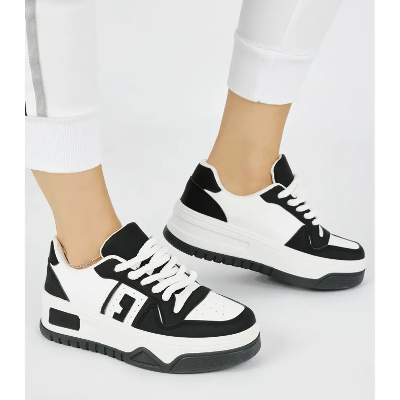 Black and white platform sneakers