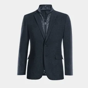  Blazer azul marino de donegal tweed esencial