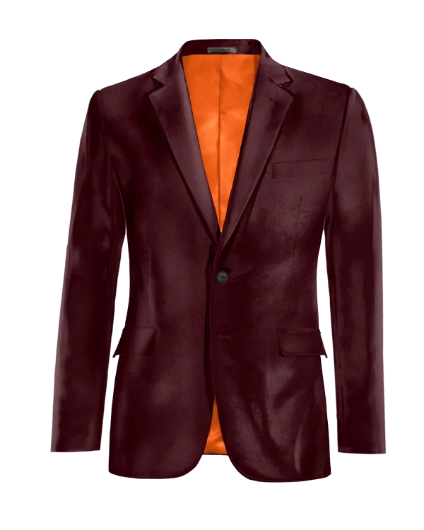  Blazer burdeos de terciopelo slim fit