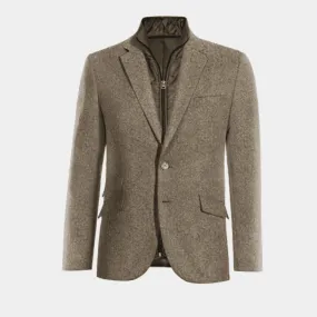  Blazer marrón claro de donegal tweed esencial