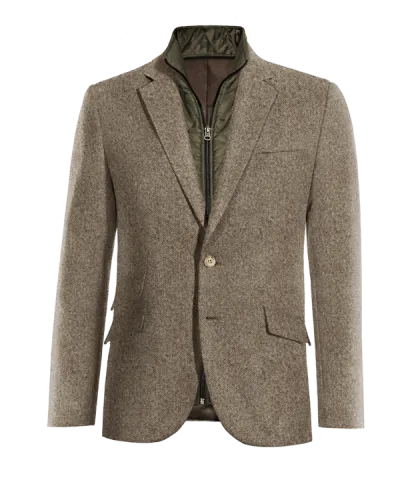  Blazer marrón claro de donegal tweed esencial