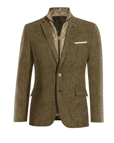  Blazer marrón de donegal tweed esencial