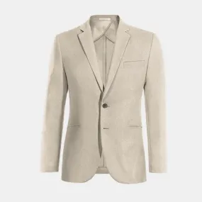  Blazer sin forro beige de lino esencial