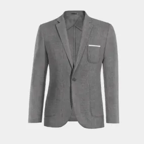  Blazer sin forro gris de lino ligera