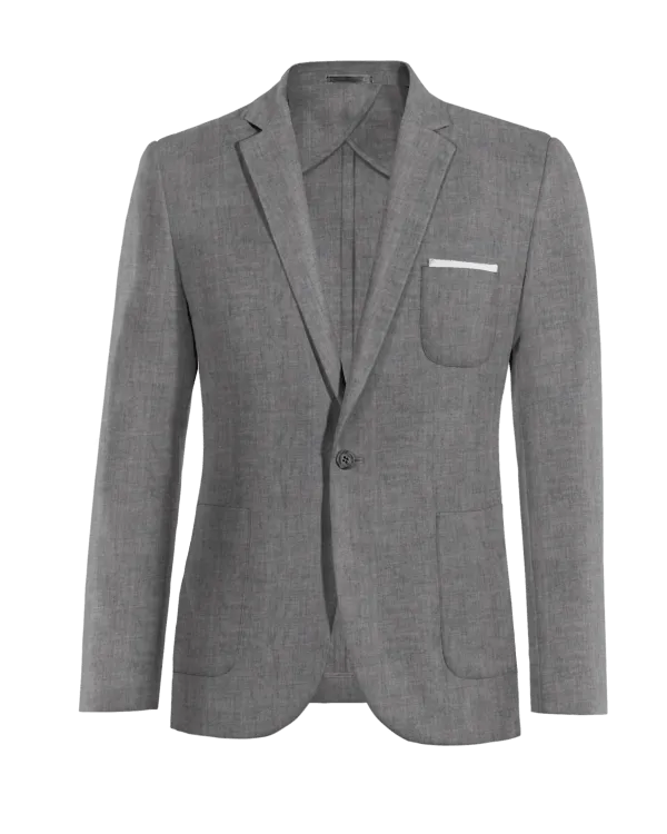  Blazer sin forro gris de lino ligera