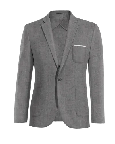  Blazer sin forro gris de lino ligera