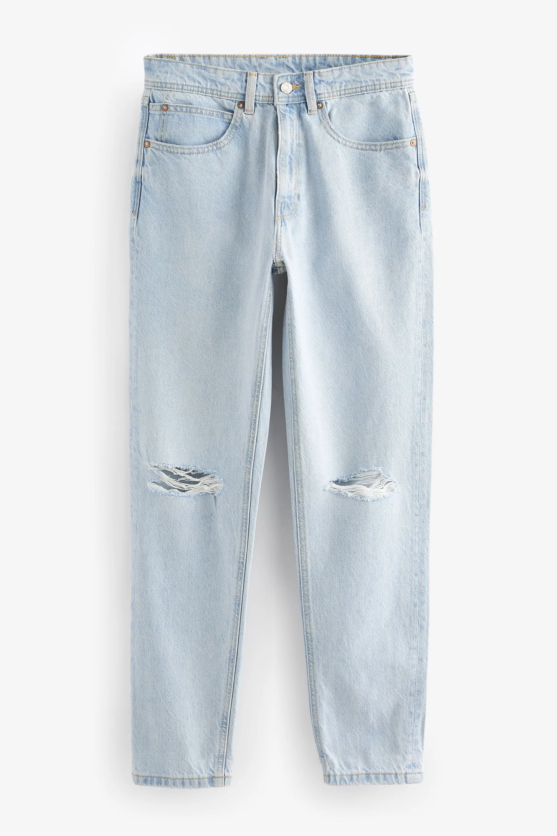 Bleach Rip 100% Cotton Column Mom Jeans