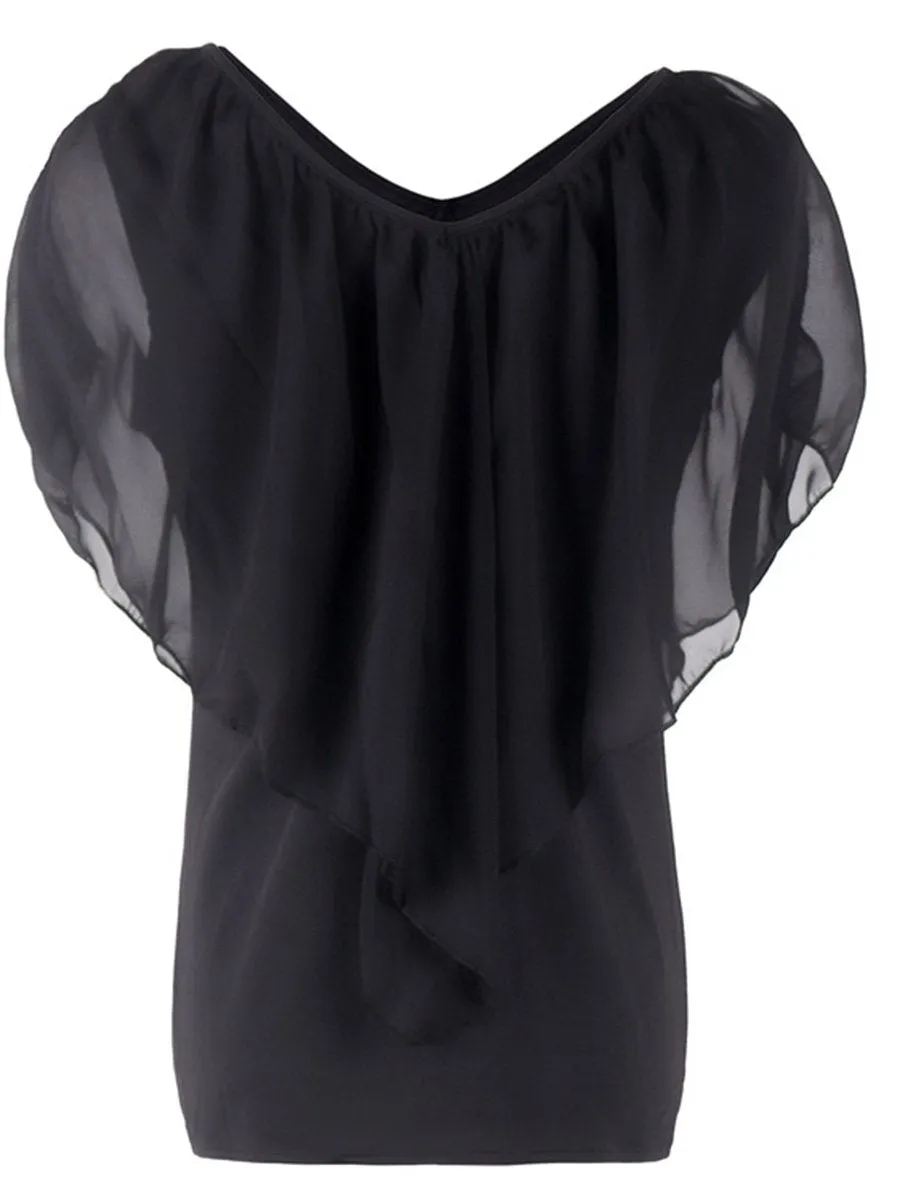 Blouse Col en V avec Manches Chauve-Souris