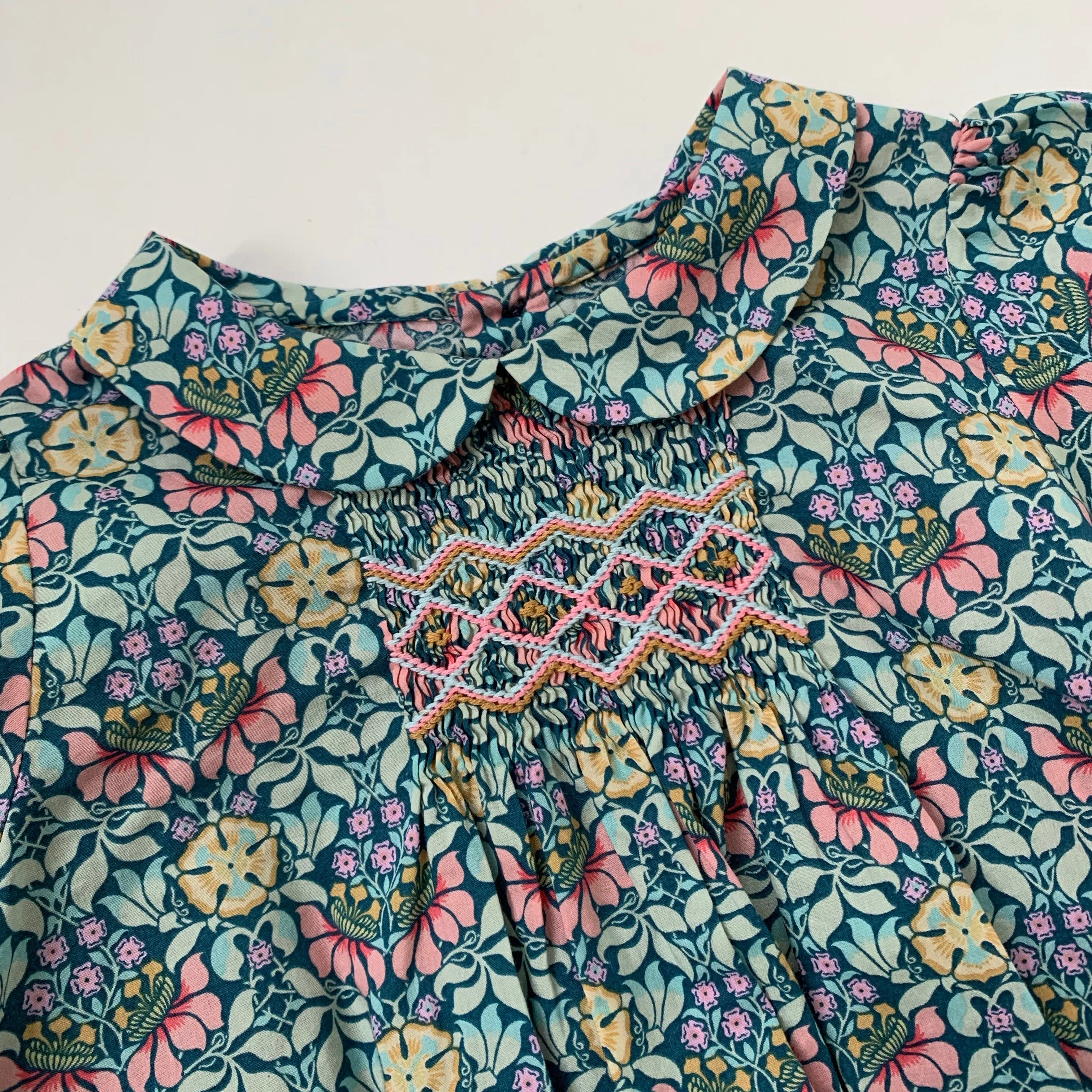 Bonpoint Smocked Liberty Print Blouse With Collar: 18 Months