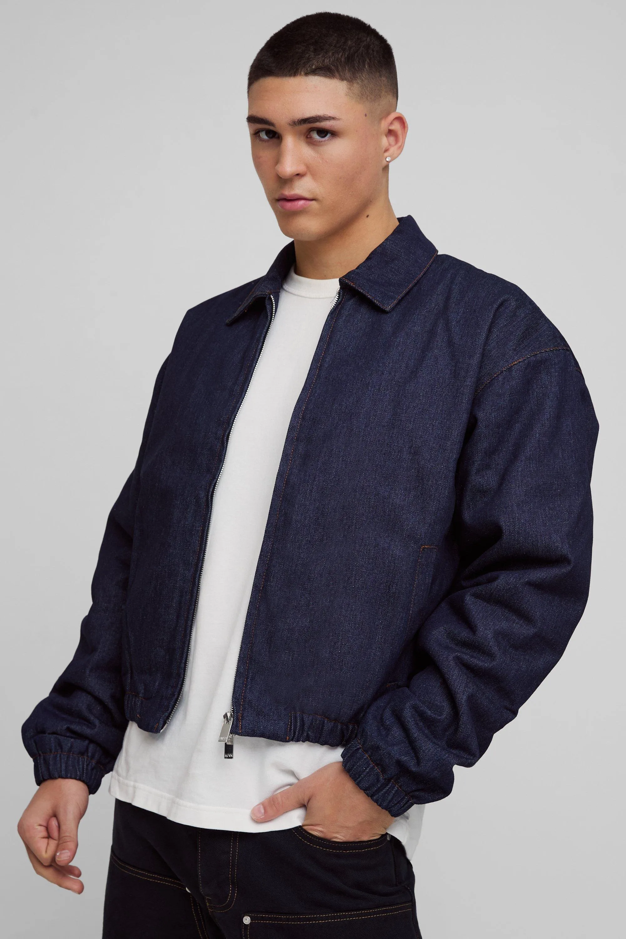 Boxy Denim Padded Jacket