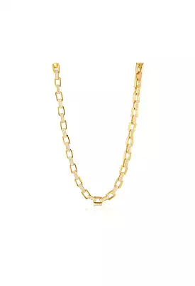 Boxy Pave Chain Necklace-Gold