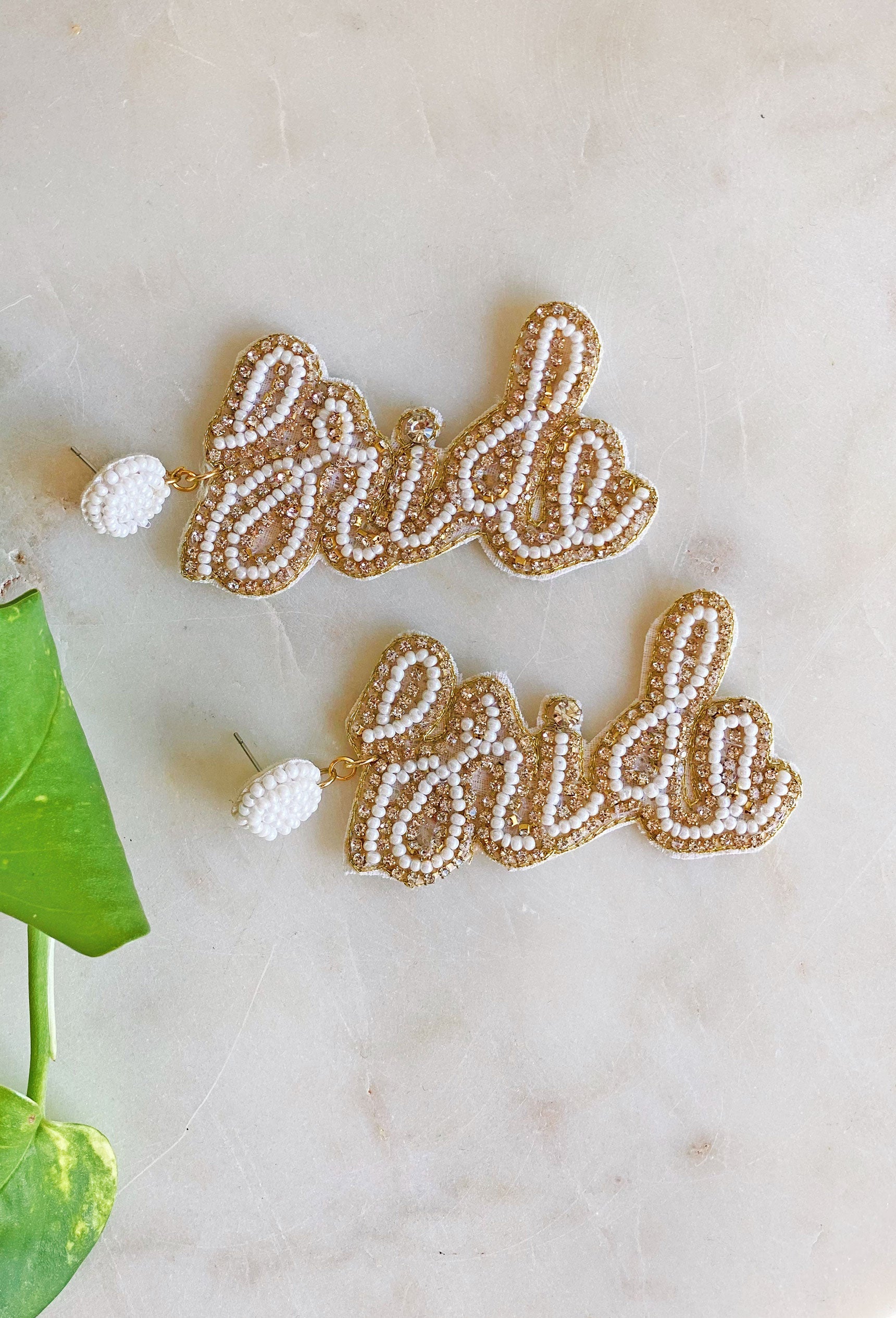 Bride Cursive Beaded Earrings