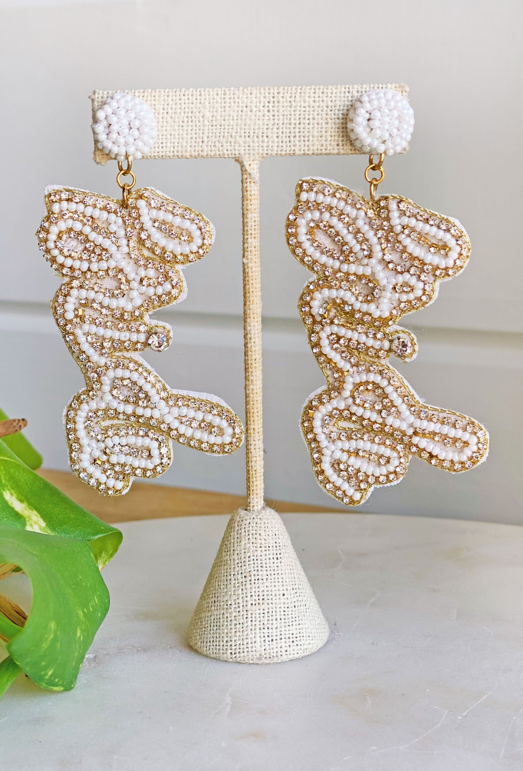 Bride Cursive Beaded Earrings